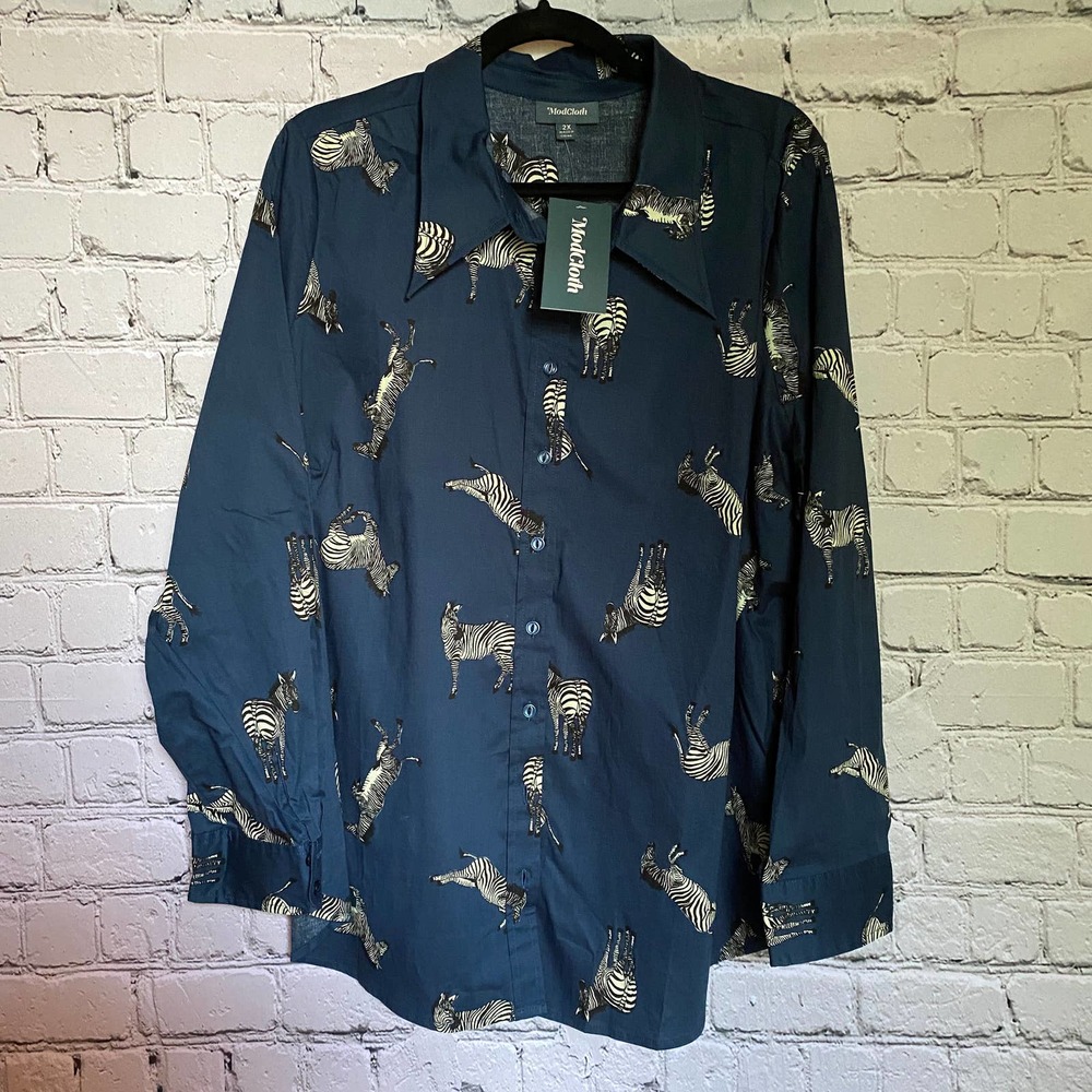 ModCloth Zebra Button Up